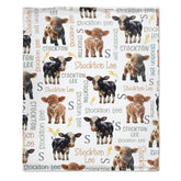 Personalized Name Custom Cow Baby Blanket